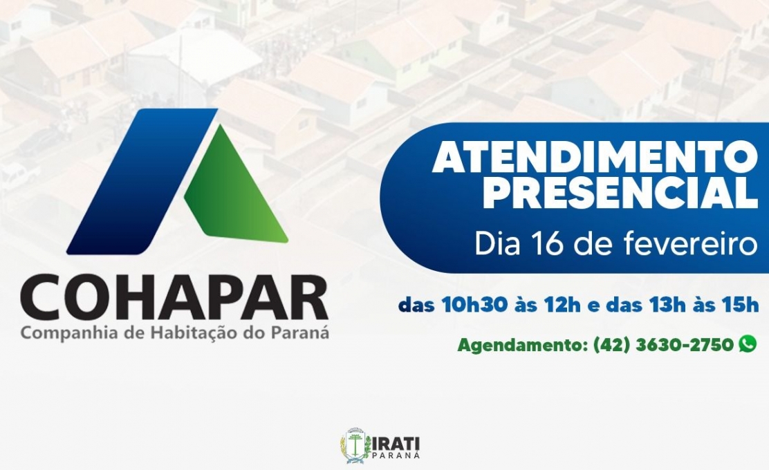 Cohapar Atenderá Em Irati Dia 16 De Fevereiro