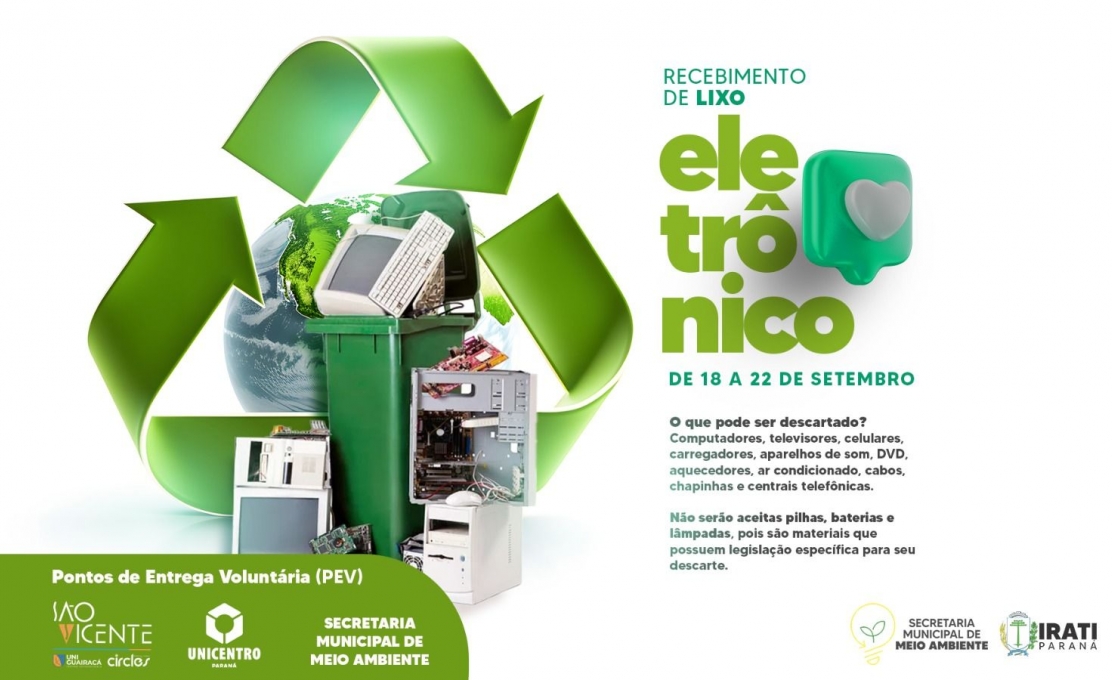  Irati Terá Pontos Para Recebimento De Lixo Eletrônico De 18 A 22 De Setembro