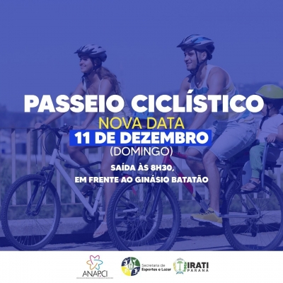 Passeio Ciclístico da Secretaria de Esportes e Anapci será dia 11 de dezembro